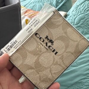 Coach Beige Signature Card Holder